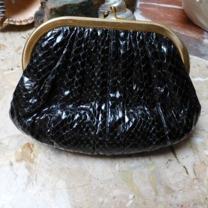 Judith Leiber snakeskin evening shoulder b…